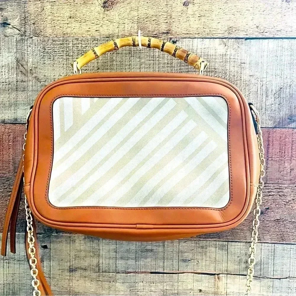 Roberta Di Camerino Italian Leather Camera Case Style With Chain Crossbody Strap